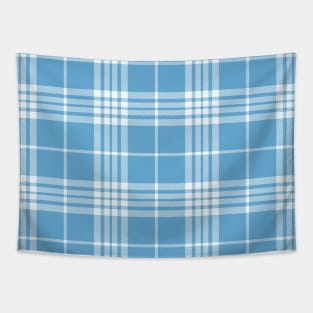 Blue and White Tartan Plaid Pattern Tapestry