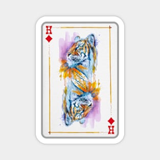 Tiger Head King of Diamonds Playing Card Magnet