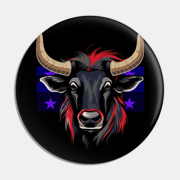 Patriotic Wildebeest Pin by JH Mart