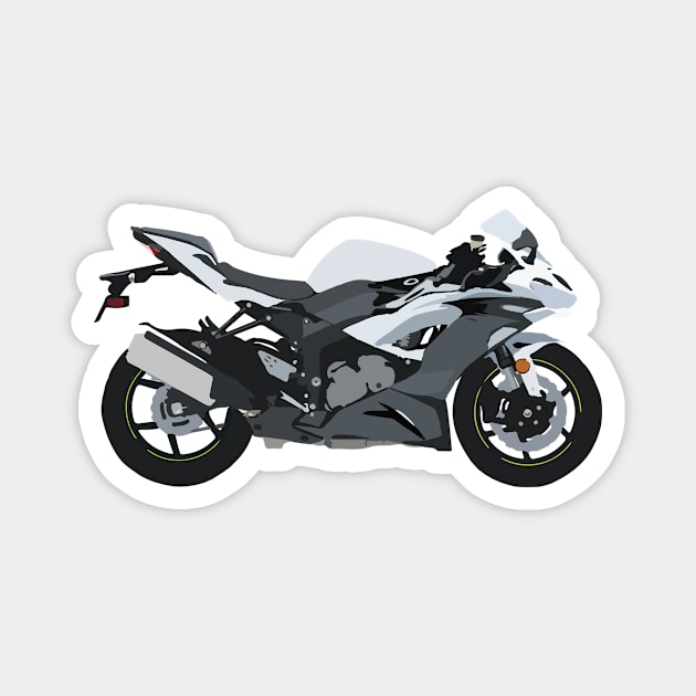 Motorcycle Kawasaki Ninja ZX-6R PEARL CRYSTAL WHITE Magnet by WiredDesigns