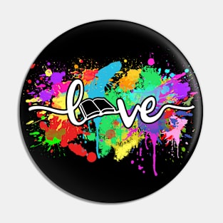 Reading Love Colorful Typography Book Lovers Pin