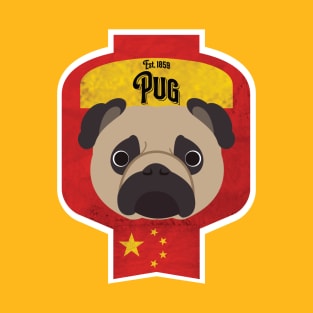 Pug - Distressed Chinese Pug Beer Label Design T-Shirt