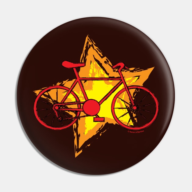 Red Bike Star Pin by Barthol Graphics