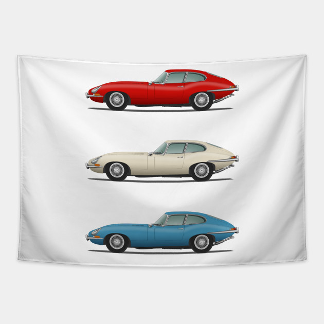 Jaguar E Type Fixed Head Coupe Red White And Blue Jaguar E Type