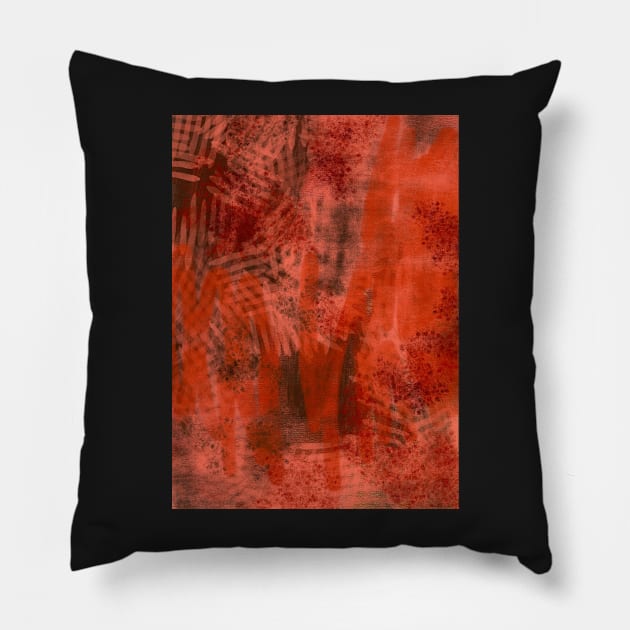 Abstract multimedia digital painting warm colors Pillow by MegMarchiando