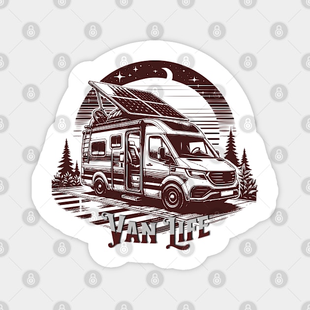 Van Life - On the road Magnet by MapleV