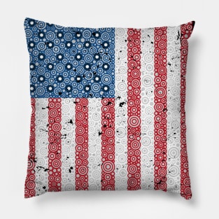 United States Of America Distressed Flag Circle Design Pillow