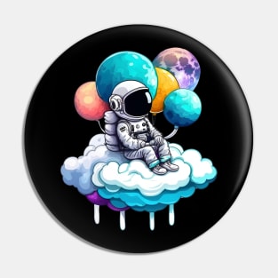 Astronaut Holding Planet Balloons Pin