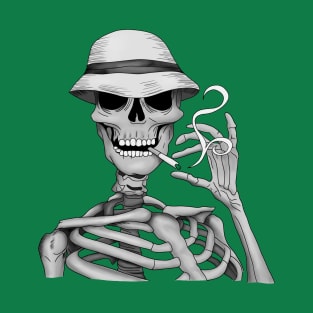 Funny skeleton skull with cigarette van gogh inspired T-Shirt