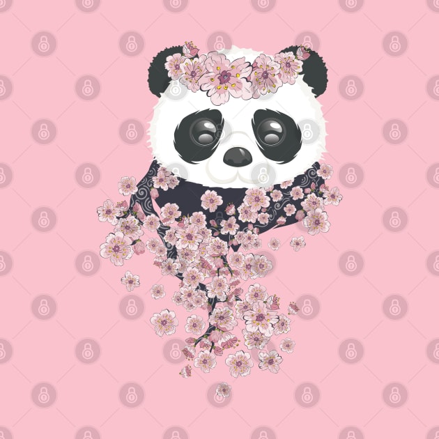 Panda with Sakura branch by AnnArtshock