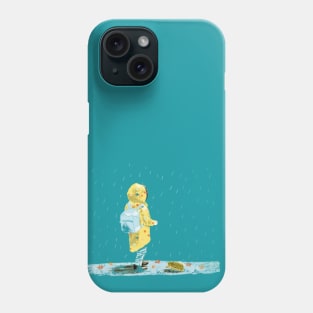 Walking in the rain with a raincoat Phone Case