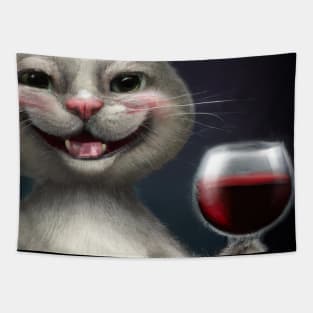 Cat with Wine Tapestry