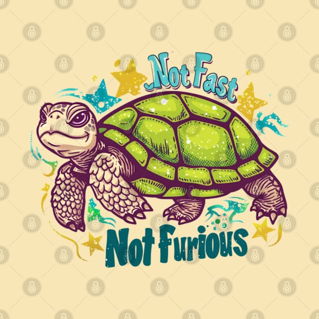 Not fast, Not Furious, turtle, watercolor, gift ideas by Pattyld