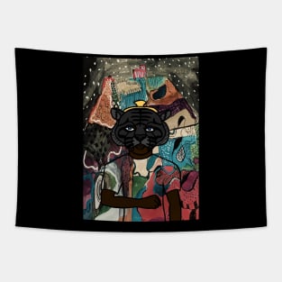 Zulu - Mysterious Male Character with Animal Mask in a Night of Secrets Tapestry