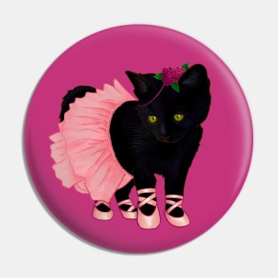 Halloween Black Kitten Dressed In Ballerina Costume Pin