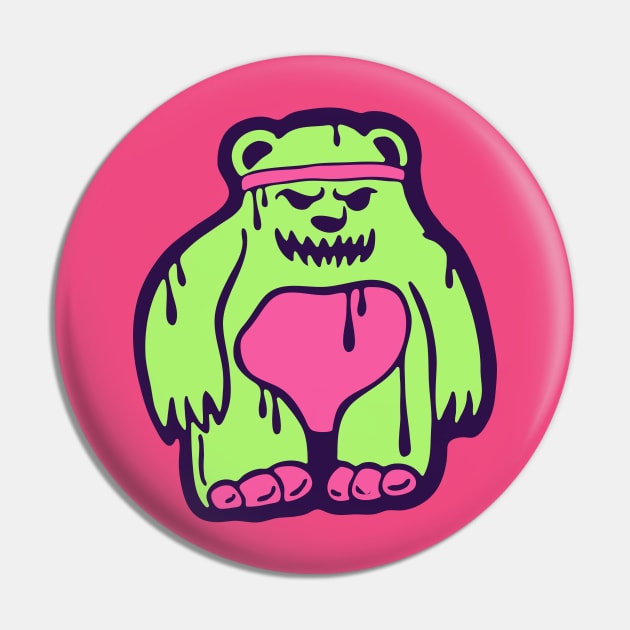 Evil Neon Teddy Bear Pin by Cofefe Studio
