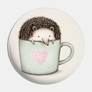 Hedgehog in a Mug Pin