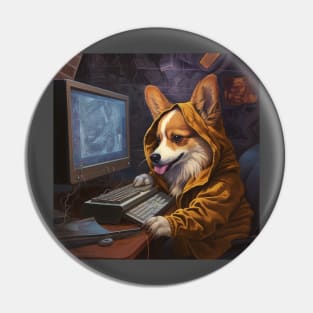 Hacker Corgi Pin