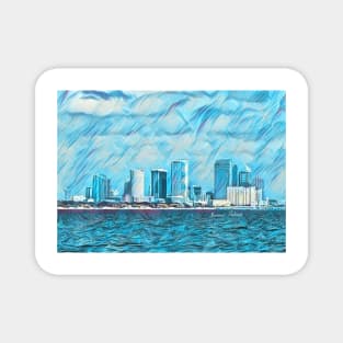 Tampa Skyline, Tampa Skirt, Top, Mugs, Scarf, Tampa Bay, Tampa Water View, Tampa Skyline Art, Tampa Pillow, Floor Pillow, Duvet Cover, Tote Bag Magnet