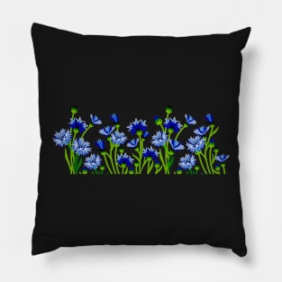 Blue Cornflower - Cornflowers Floral Artwork With Spring and Summer Feel Pillow