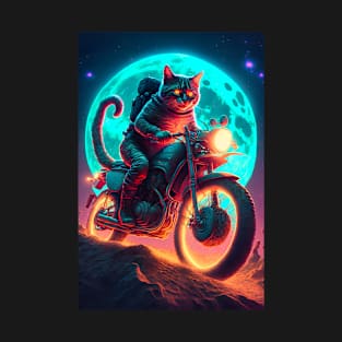 Cyber Cat Riding Dirt Bike T-Shirt