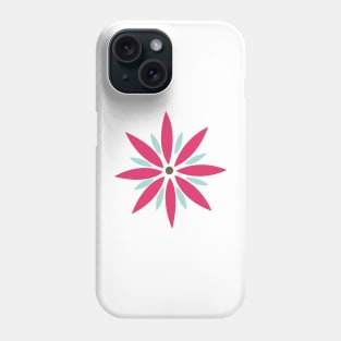 Retro Flower in pink, light blue, and brown Phone Case