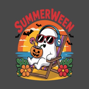 Summerween Cute Spooky Summer Ghost Halloween T-Shirt
