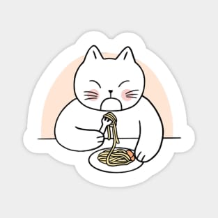 Cat eating spaghetti Magnet