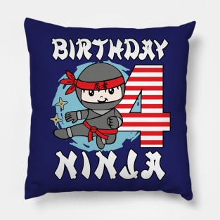 4th Birthday Ninja Boys Pillow