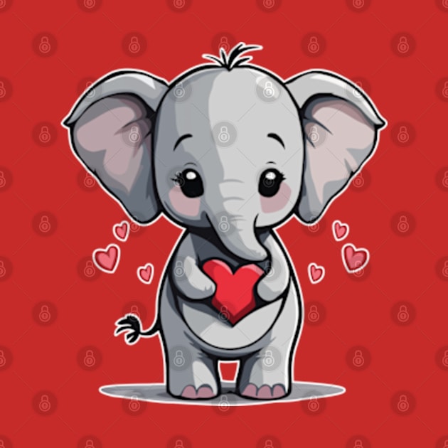 Cute Elephant with Heart for Valentine's Day by IDesign23