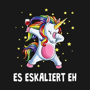 Es Eskaliert Eh Dabbing Unicorn Einhorn Wein T-Shirt