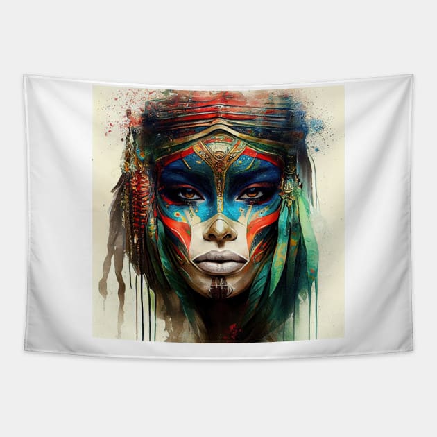 Powerful Egyptian Warrior Woman #10 Tapestry by Chromatic Fusion Studio