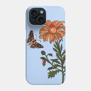 botanical illustration of plants, butterflies and ladybirds Phone Case