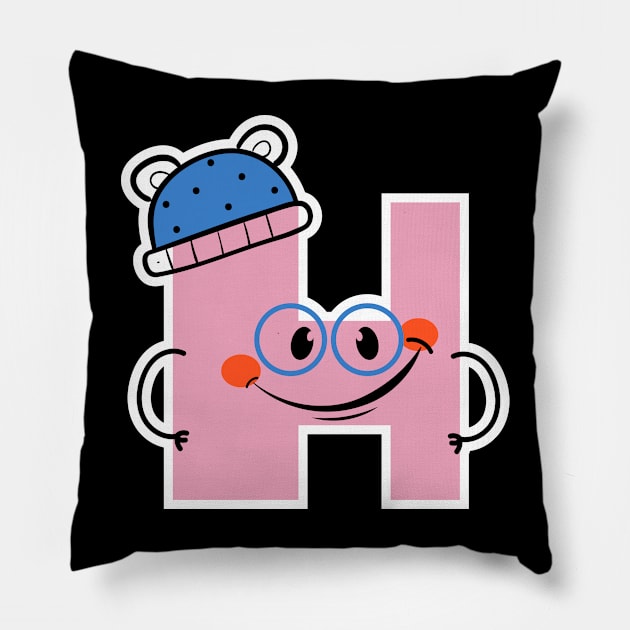 Funny Initial Letter H - Creative Monogram Pillow by WeAreTheWorld