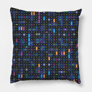 Vintage Gaming Arcade Video Game Gamer Maze Grid Pattern Pillow