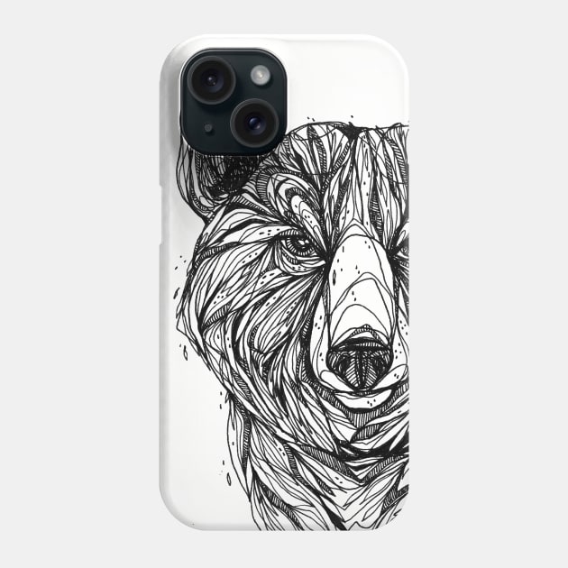 Black Bear Phone Case by InkedinRed