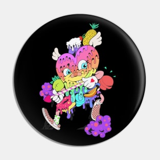 Dope melting heart character illustration Pin