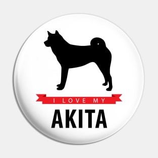 I Love My Akita Pin