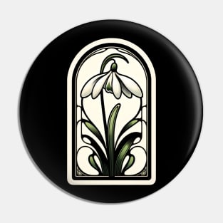 art nouveau snowdrop january Birth Month Flower Pin