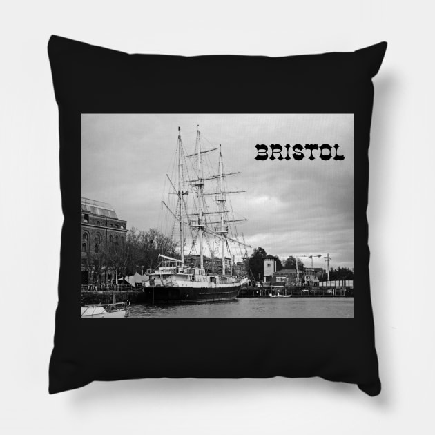 Boat at Bristol Harbour side in Enngland UK Pillow by fantastic-designs