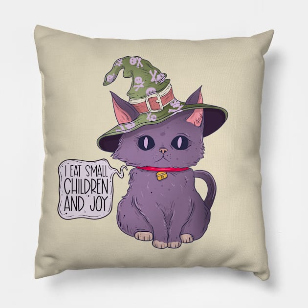 Witch cat Pillow by Jess Adams