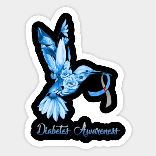 Diabetes Awareness Shirt Blue Flower Humming Bird Type 1 Diabetes