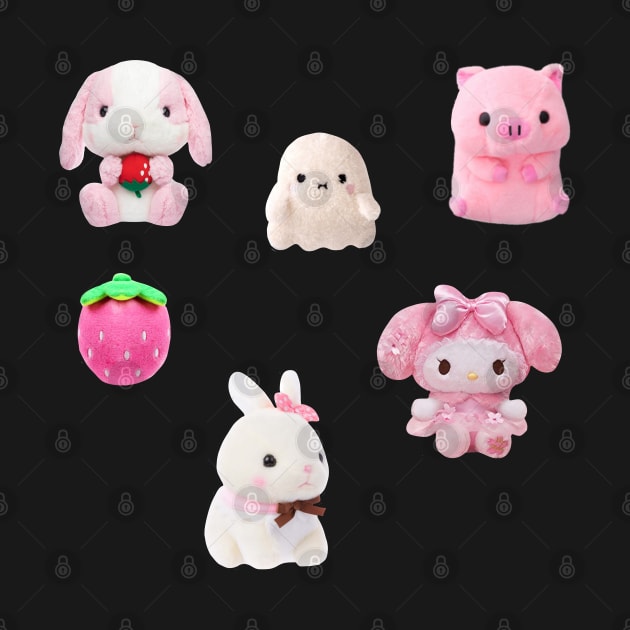 Pink Kawaii Plushies Sticker Pack by casserolestan