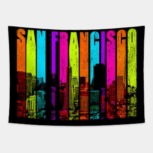 Retro San Francisco California Cityscape Skyline Tapestry