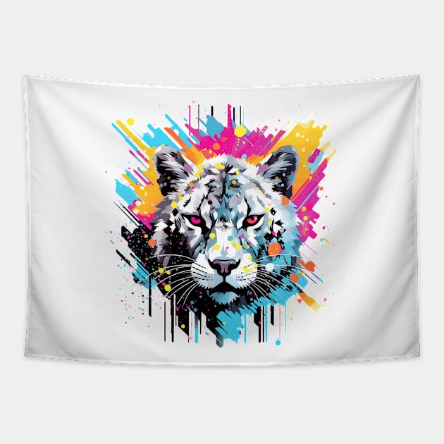 Snow Leopard Animal Freedom World Wildlife Wonder Abstract Tapestry by Cubebox