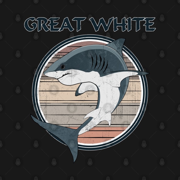 Great white Shark Vintage Logo by NicGrayTees