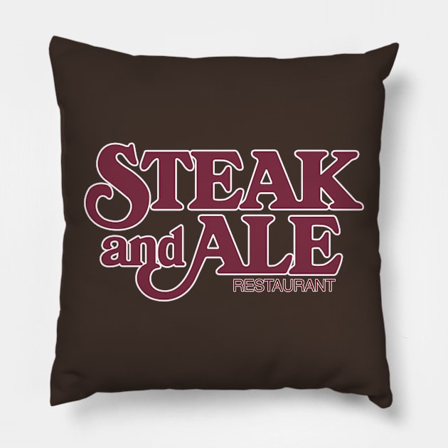 Steak And Ale Restaurant Pillow by Tee Arcade