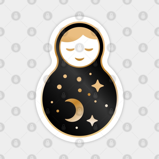 Russian doll matryoshka (Black gold) Magnet by EkaterinaP