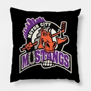 Defunct Detroit Motor City Mustangs Roller Hockey Pillow