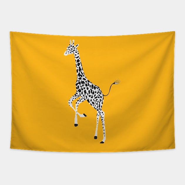 Giraffe yellow background Tapestry by Jenmag